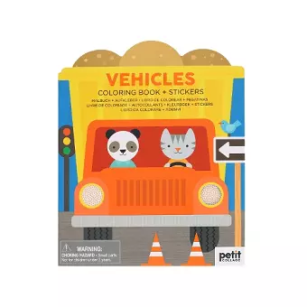 Vehicles Coloring Book + Stickers cover