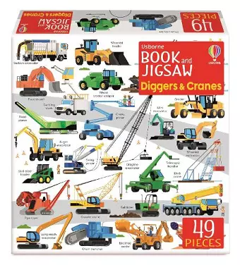 Usborne Book and Jigsaw Diggers and Cranes cover