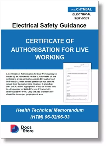 Certificate of Authorisation for live cover