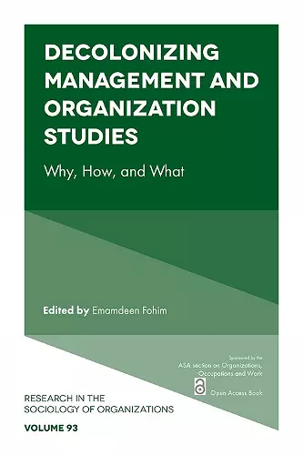 Decolonizing Management and Organization Studies cover