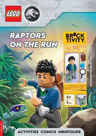 LEGO® Jurassic World™: Raptors on the Run Activity Book (with Kenji minifigure, baby raptor and accessories) cover
