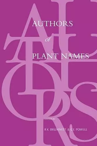 Authors of Plant Names cover