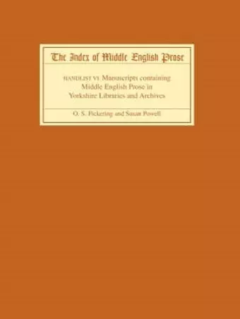 The Index of Middle English Prose Handlist VI cover