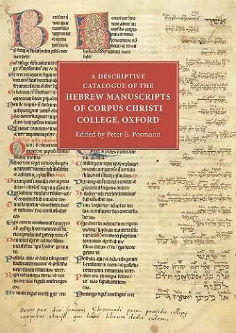 A Descriptive Catalogue of the Hebrew Manuscripts of Corpus Christi College, Oxford cover