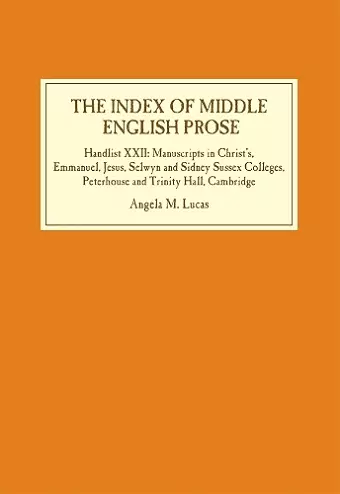 The Index of Middle English Prose cover