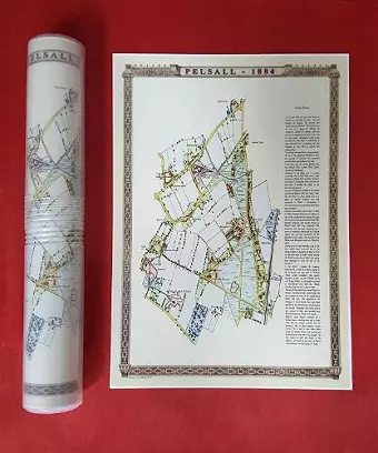 Pelsall village 1884 - Old Map supplied Rolled in a Clear Two Part Screw Presentation Tube - Print Size 45cm x 32cm cover