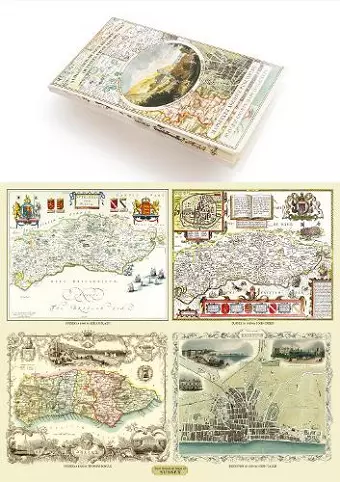 A County of Sussex 1611 – 1836 – Fold Up Map that features a collection of Four Historic Maps, John Speed’s County Map 1611, Johan Blaeu’s County Map of 1648, Thomas Moules County Map of 1836 and a Plan of the City of Brighton from 1851 by John Tallis.... cover