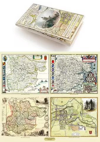 Essex 1610 – 1836 – Fold Up Map that features a collection of Four Historic Maps, John Speed’s County Map 1610, Johan Blaeu’s County Map of 1648, Thomas Moules County Map of 1836 and a Plan of Colchester 1805 by Cole and Roper. cover