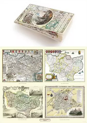 Kent County 1611 – 1836 – Fold Up Map that features a collection of Four Historic Maps, John Speed’s County Map 1611, Johan Blaeu’s County Map of 1648, Thomas Moules County Map of 1836 and a Plan of Canterbury 1806 by Cole and Roper. cover