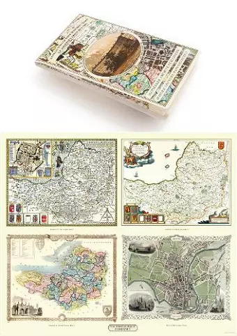 Somersetshire 1611 – 1836 – Fold Up Map that features a collection of Four Historic Maps, John Speed’s County Map 1611, Johan Blaeu’s County Map of 1648, Thomas Moules County Map of 1836 and a Plan of the City of Bath from 1851 by John Tallis. The ma... cover