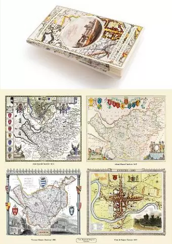 A Cheshire 1611 – 1840 – Fold Up Map that features a collection of Four Historic Maps, John Speed’s County Map 1611, Johan Blaeu’s County Map of 1648, Thomas Moules County Map of 1840 and Cole and Roper’s Plan of the City of Chester 1805. cover