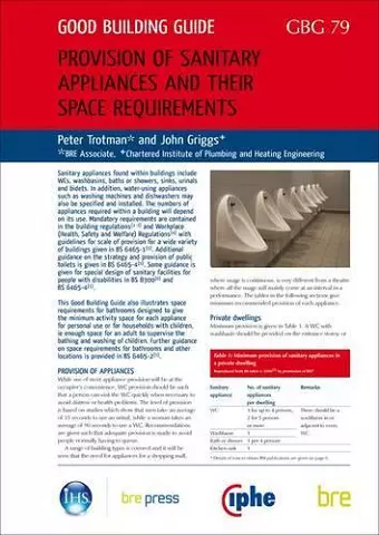 Provision of Sanitary Appliances and Their Space Requirements cover