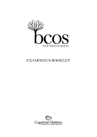 BCoS Cognitive Screen cover