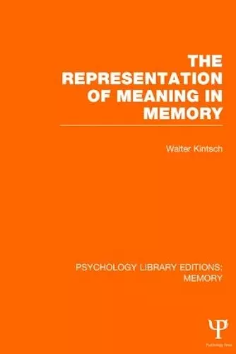 The Representation of Meaning in Memory (PLE: Memory) cover