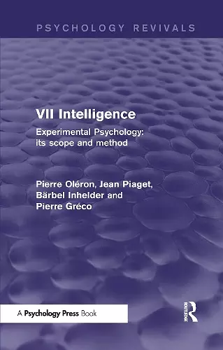 Experimental Psychology Its Scope and Method: Volume VII cover