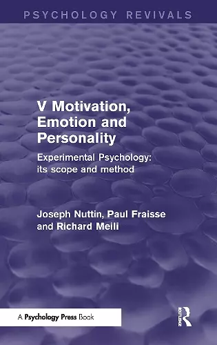 Experimental Psychology Its Scope and Method: Volume V (Psychology Revivals) cover