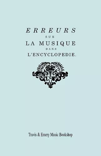 Erreurs sur la musique dans l'Encyclopédie [de J.J. Rousseau] cover