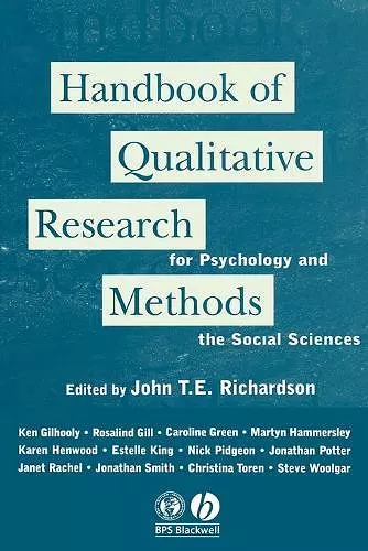 Handbook of Qualitative Research Methods for Psychology and the Social Sciences cover