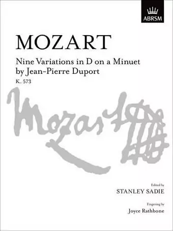 Nine Variations in D on a Minuet by Jean-Pierre Duport, K. 573 cover