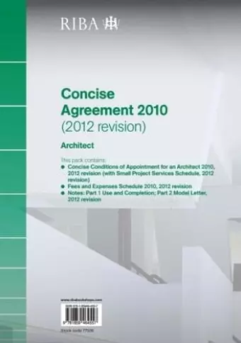 RIBA Concise Agreement 2010 (2012 Revision): Architect cover