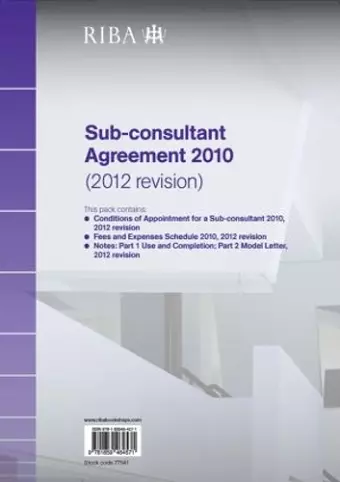 RIBA Sub-consultant Agreement 2010 (2012 Revision) cover