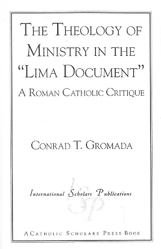 The Theology of Ministry in the 'Lima Document' cover