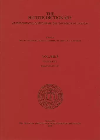 Hittite Dictionary of the Oriental Institute of the University of Chicago. Volume S fascicle 2 cover