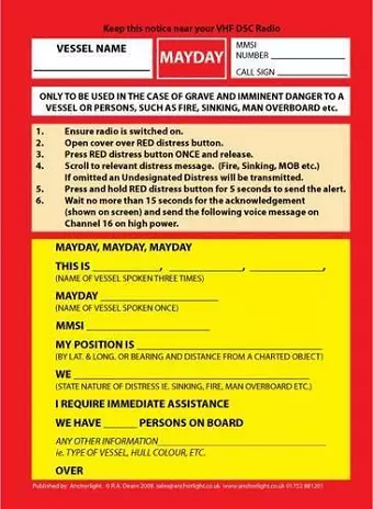VHF DSC Mayday Procedure Card cover
