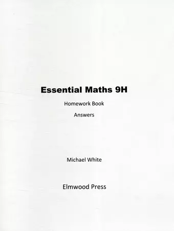 Essential Maths 9H Homework Answers cover