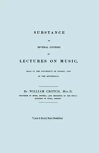 Substance of Several Courses of Lectures on Music. (Facsimile of 1831 Edition). cover