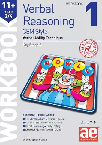 11+ Verbal Reasoning Year 3/4 CEM Style Workbook 1 cover