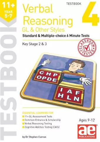 11+ Verbal Reasoning Year 5-7 GL & Other Styles Testbook 4 cover