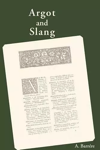 Argot and Slang cover