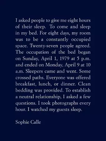 Sophie Calle: The Sleepers cover