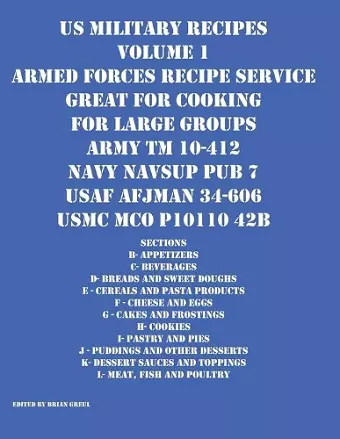 US Military Recipes Volume 1 Armed Forces Recipe Service Great for Cooking for Large Groups cover