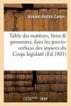 Table Des Matières, Des Noms de Lieux Et Des Noms de Personnes Contenus Dans Les Procès-Verbaux cover