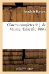 Oeuvres Complètes de J. de Maistre. Table cover