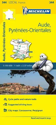 Aude, Pyrenees-Orientales - Michelin Local Map 344 cover