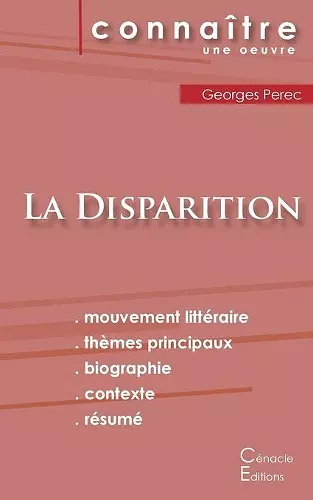 Fiche de lecture La Disparition de Georges Perec (Analyse littéraire de référence et résumé complet) cover