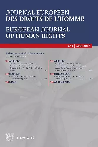 Journal européen des droits de l'homme / European Journal of Human Rights 2017/3 cover