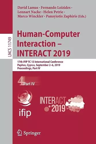 Human-Computer Interaction – INTERACT 2019 cover