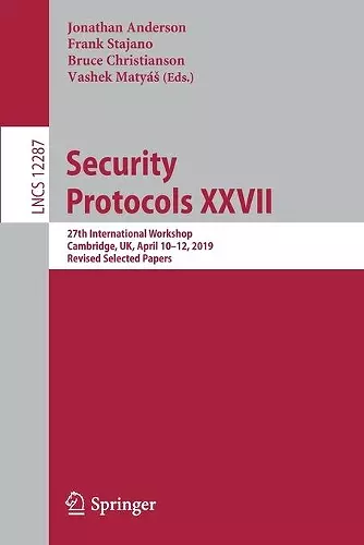 Security Protocols XXVII cover
