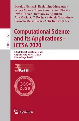 Computational Science and Its Applications – ICCSA 2020 cover