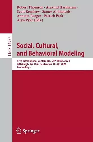 Social, Cultural, and Behavioral Modeling cover