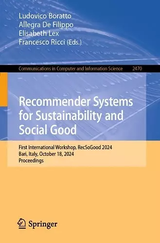Recommender Systems for Sustainability and Social Good cover