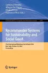 Recommender Systems for Sustainability and Social Good cover