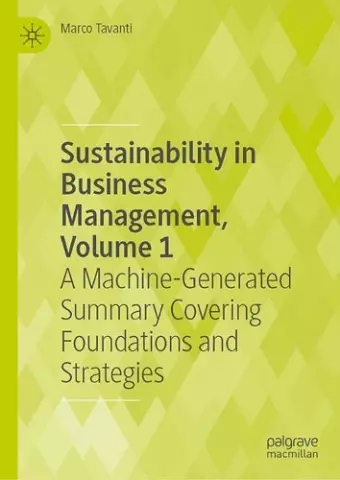 Sustainability in Business Management, Volume 1 cover