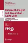 Document Analysis and Recognition – ICDAR 2025 cover