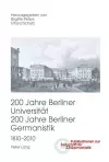 200 Jahre Berliner Universitaet- 200 Jahre Berliner Germanistik- 1810-2010 cover