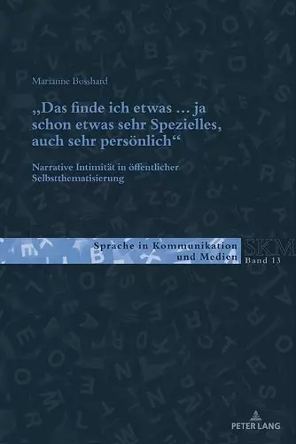 Das finde ich etwas (.) ja schon etwas sehr Spezielles, auch sehr persoenlich. cover